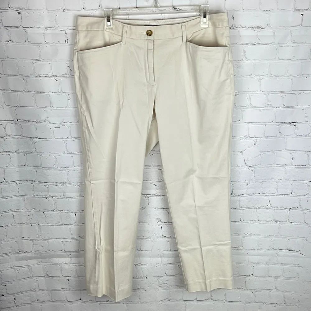 Lands’ End Midrise Straight Leg Khaki Cropped Pants Size 12
